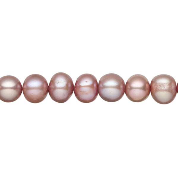 Freshwater pearl 1pkg1, semi-round, 15 inch dusty rose 7-8mm cultured image number 0