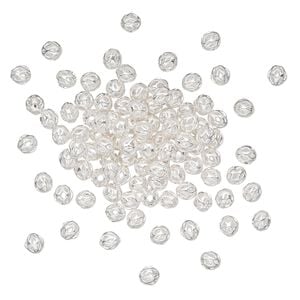 Bead 1pkg100 silver-plated, 4mm cutout round, brass