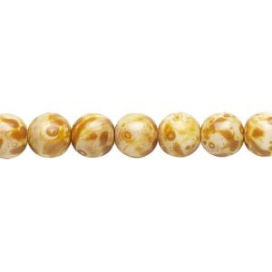 Bead, Czech glass druk, tortoise granite, 8mm round. Sold per 15-1/2" to 16" strand.