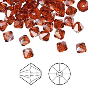 Bead 144pk crystal red magma, Crystal Passions&reg; 6mm bicone 5301