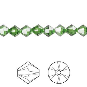 Bead 24pk fern green, Crystal Passions&reg; 6mm bicone 5328