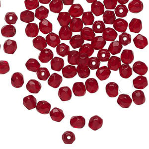 Bead 1pkg1200, Czech fire-polished glass, garnet red, 4mm faceted round. 1 mass.