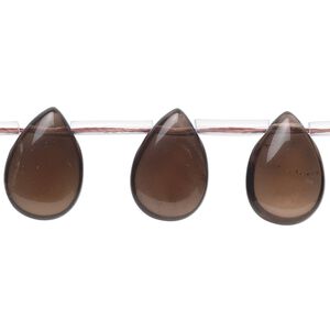 Smoky quartz 1pkg1, top-drilled flat teardrop bead 15.5-16 inch 15x10mm