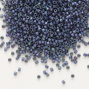 Seed bead, Delica&reg;, glass, pkg/7.5g, #11 round, opaque matte metallic gold iris plum (DB-1054).