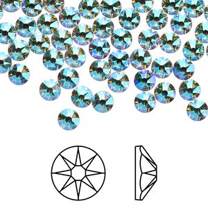 Flat back 144pk silk shimmer foil back, Crystal Passions&reg; 3.8-4mm rose round SS16 2088