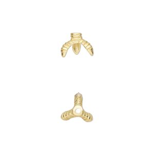 Bead cap, Amoracast&reg;, satin-finished "vermeil" (gold-finished sterling silver), 9x8mm dragon claw, fits 8mm bead. Sold individually.
