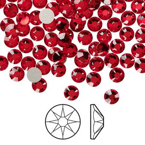 Flat back 1440pk light Siam foil back, Swarovski&reg; 4.6-4.8mm rose round SS20 2088
