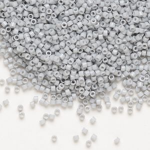 Seed bead, Delica&reg;, glass, pkg/250g, #11 round, opaque glass enamel light smoke (DB-1498-1).