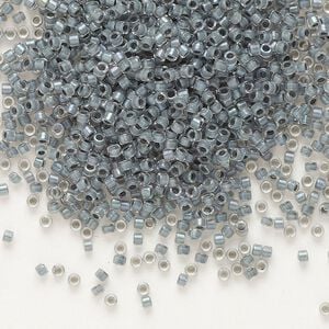 Seed bead, Delica&reg;, glass, pkg/7.5g, #11 round, translucent grey-lined luster crystal clear (DB-0081).