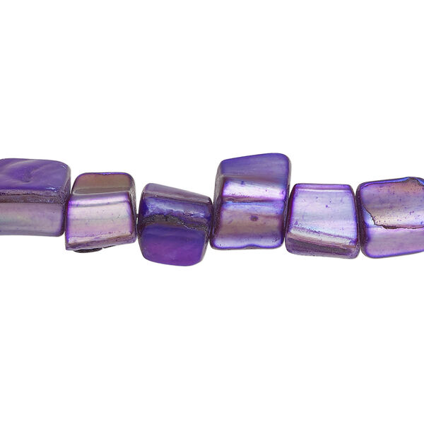 Mother-of-pearl shell 1pkg1, triangle tube bead 15 inch royal purple 7x6mm-10x9mm image number 0