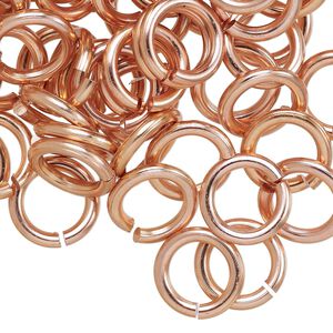 Jump ring 1pkg100 aluminum, 12mm round, 12 gauge / 7.9mm inside diameter / copper