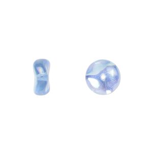 Bead, Czech pressed glass, blue AB, 10x4mm rondelle. Sold per 15" to 16" strand.