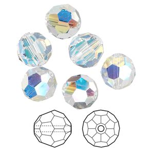 Bead 6pk crystal AB, Crystal Passions&reg; 10mm round 5000