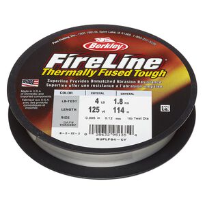 Thread, Berkley&reg; FireLine&reg;, high-modulus polyethylene, 8-fiber braid, crystal, 0.12mm diameter, 4-pound test. Sold per 125-yard spool.