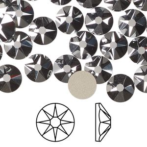 Flat back 12pk crystal light chrome foil back, Crystal Passions&reg; 8.412-8.672mm rose round SS40 2088
