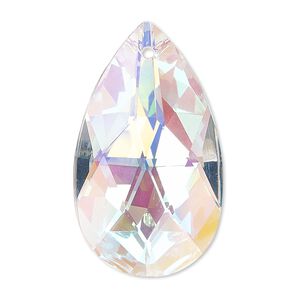 Suncatcher 44pk clear AB, Asfour Crystal 37x21mm top-drilled faceted flat teardrop