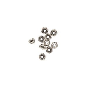 Bead cap, TierraCast&reg;, antique silver-plated pewter (tin-based alloy), 3.5x2mm scalloped round, fits 2-4mm bead. Sold per pkg of 250.