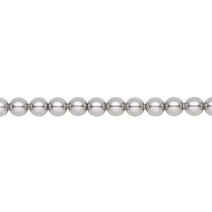 Pearl 100pk grey, Crystal Passions&reg; 4mm round 5810