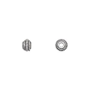 Bead 1pkg8 sterling silver, 6x4mm fluted rondelle, antiqued