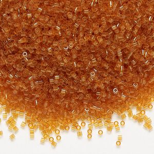 Seed bead, Delica&reg;, glass, pkg/7.5g, #15 round, transparent topaz (DBS-1101).