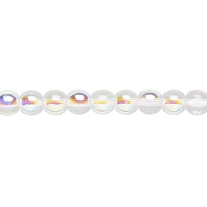 Bead, Czech glass druk, clear AB, 6mm round. Sold per 15-1/2" to 16" strand.