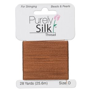 Thread, Purely Silk&trade;, brown, size D. Sold per 28-yard card.