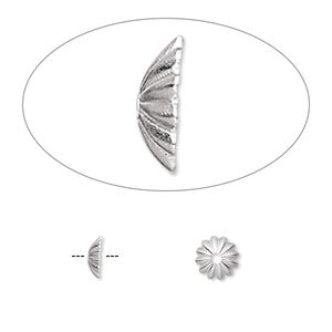Bead cap, silver-plated brass, 6x1.5mm ribbed round, fits 6-8mm bead. Sold per pkg of 500.
