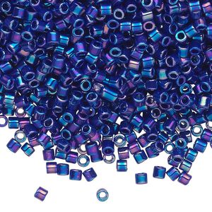 Seed bead, Delica&reg;, glass, pkg/50g, #8 round, opaque rainbow cobalt (DBL-0165).
