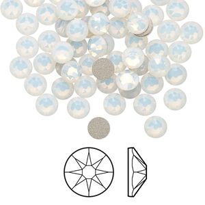 Flat back 144pk white opal foil back, Crystal Passions&reg; 4.6-4.8mm rose round SS20 2088