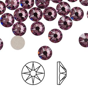 Flat back 12pk iris foil back, Crystal Passions&reg; 7.07-7.27mm rose round SS34 2088