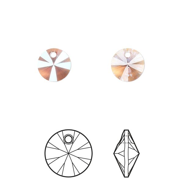 Drop 144pk light rose shimmer, Swarovski&reg; 8mm pendant mini disk 6428 image number 0