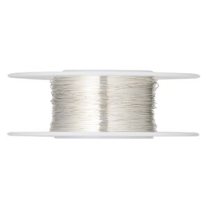 Wire, sterling silver, dead-soft, round, 32 gauge. Sold per 1/4 ounce spool, approximately 76 feet.