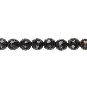 Black-brown obsidian 1pkg1, faceted round bead natural B grade, 15.5-16 inch 6mm