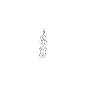 Charm, sterling silver, 10x3mm fancy block alphabet letter "I." Sold individually.