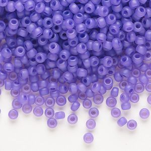 Seed bead, Dyna-Mites&trade;, glass, transparent purple matte, #8 round. Sold per 40-gram pkg.