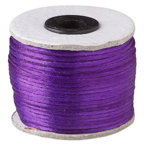 Cord, Satinique&trade;, satin, purple, 1mm. Sold per 200-foot spool.