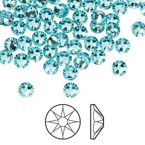 Flat back 144pk light turquoise foil back, Crystal Passions&reg; 4.6-4.8mm rose round SS20 2088