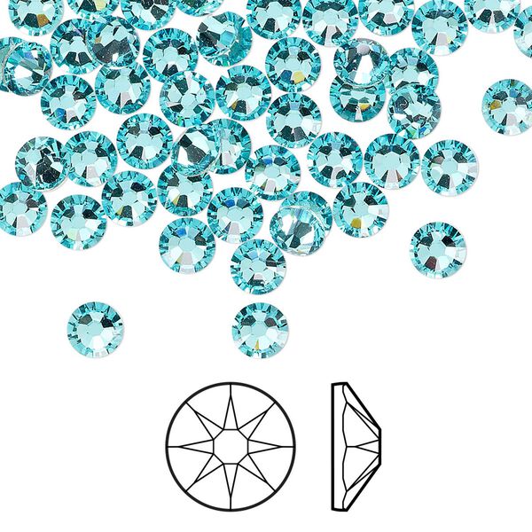 Flat back 144pk light turquoise foil back, Crystal Passions&reg; 4.6-4.8mm rose round SS20 2088 image number 0