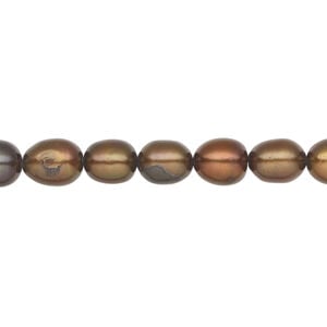 Freshwater pearl 1pkg1 rice, 15 inch dark iris gold 5-7mm cultured