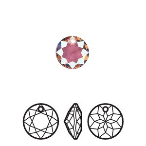 Drop 48pk light rose shimmer, Swarovski&reg; 10mm pendant classic cut 6430