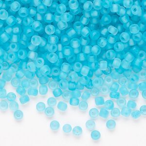Seed bead, Dyna-Mites&trade;, glass 1pkg0.5kg, #8 round, translucent inside dyed color matte sea green (245MA 8/0 RR)