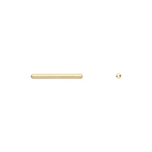 Bead 1pkg100 gold-plated, 15x1.5mm tube, brass