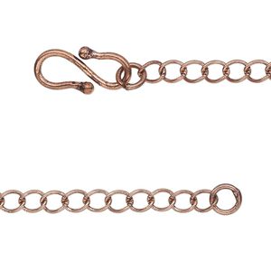 Chain 1pkg1 copper-plated curb, 3.5mm / s-hook clasp, antique brass 18 inch