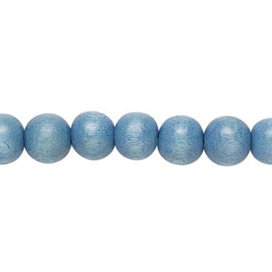 Bead 1pkg1, Taiwanese cheesewood (dyed / waxed), light blue, 7-8mm round, 15-1/2 to 16 inches.