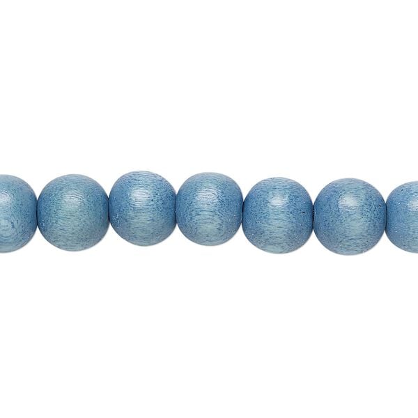 Bead 1pkg1, Taiwanese cheesewood (dyed / waxed), light blue, 7-8mm round, 15-1/2 to 16 inches. image number 0