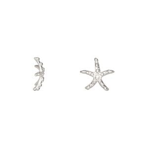 Bead cap, Amoracast&reg;, sterling silver, 10mm starfish with 0.7mm hole, fits 8mm bead. Sold individually.