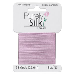 Thread, Purely Silk&trade;, lilac, size D. Sold per 28-yard card.