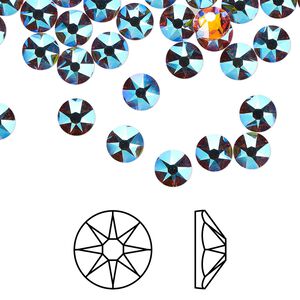 Flat back 144pk topaz shimmer foil back, Crystal Passions&reg; 4.6-4.8mm rose round SS20 2088