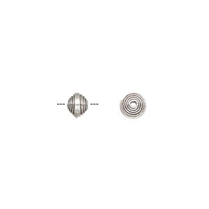 Bead 1pkg2 sterling silver, 6x5mm fancy rondelle, antiqued Hill Tribes