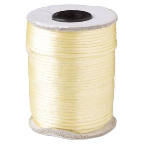 Cord, Satinique&trade;, satin, cream, 2mm. Sold per 200-foot spool.